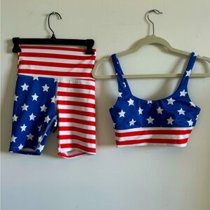 Beach Riot American 🇺🇸 Flag - shorts & top set, size S